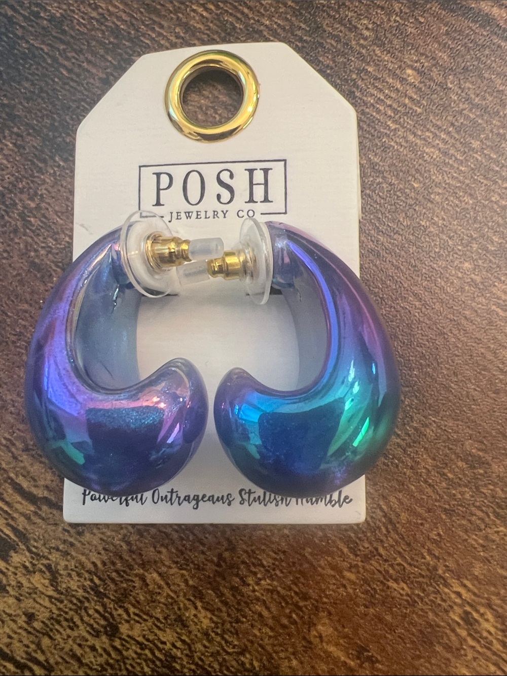 Posh Iridescent Blue-Purple Hoop Earrings